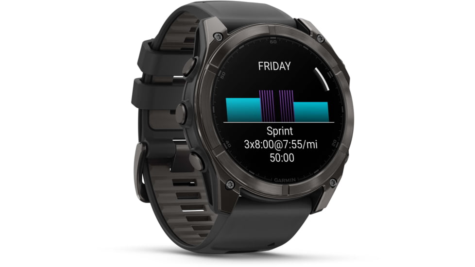 Garmin fenix 8 AMOLED 51mm GPS Watch, Sapphire, Carbon Gray DLC Titanium with Black/Pebble Gray Silicone, 010-02905-20