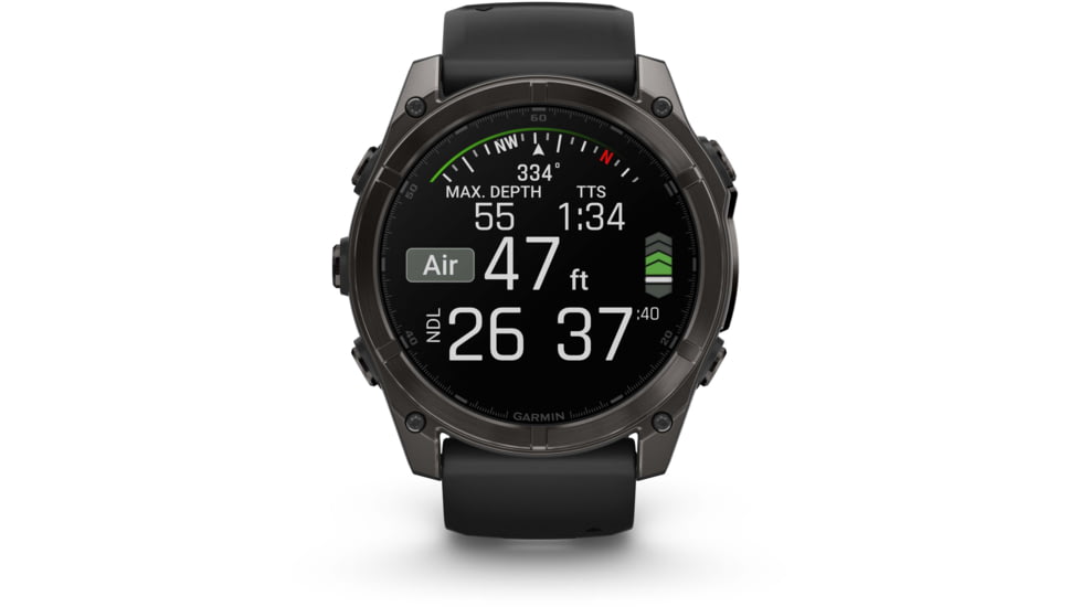 Garmin fenix 8 AMOLED 51mm GPS Watch, Sapphire, Carbon Gray DLC Titanium with Black/Pebble Gray Silicone, 010-02905-20