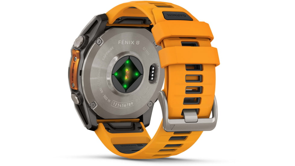 Garmin fenix 8 AMOLED 51mm GPS Watch, Sapphire, Titanium with Spark Orange/Graphite Silicone Band, 010-02905-10