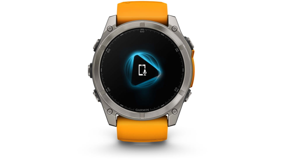 Garmin fenix 8 AMOLED 51mm GPS Watch, Sapphire, Titanium with Spark Orange/Graphite Silicone Band, 010-02905-10