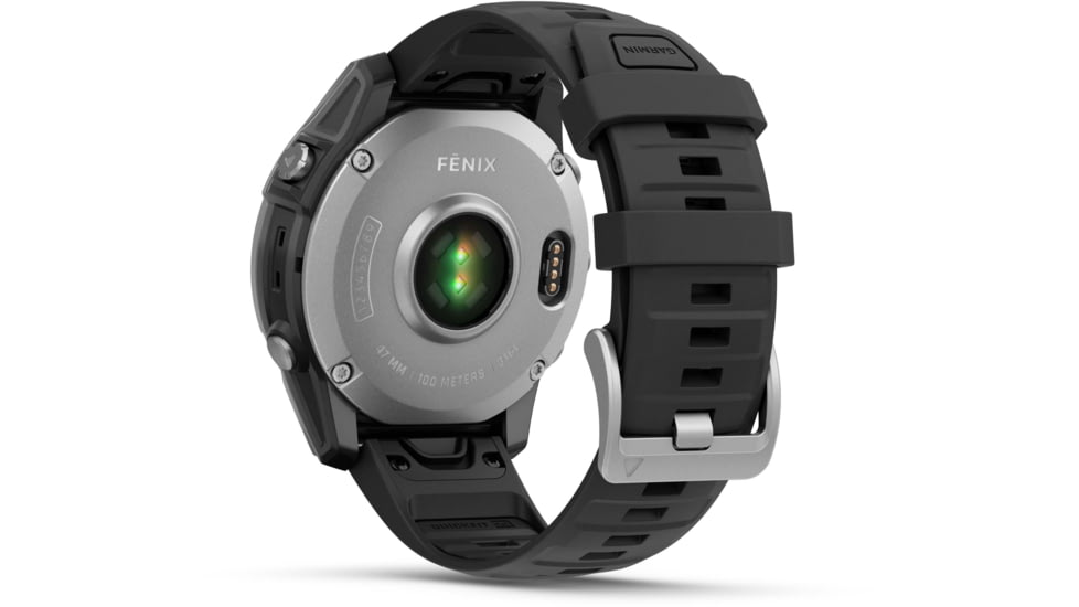 Garmin fenix E AMOLED 47mm GPS Watch, Stainless Steel with Black Silicone Band, 010-03025-02