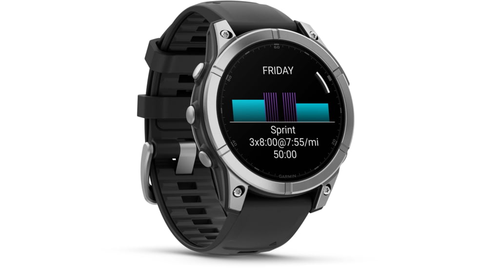 Garmin fenix E AMOLED 47mm GPS Watch, Stainless Steel with Black Silicone Band, 010-03025-02