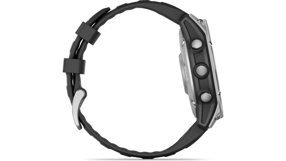 Garmin fenix E AMOLED 47mm GPS Watch, Stainless Steel with Black Silicone Band, 010-03025-02