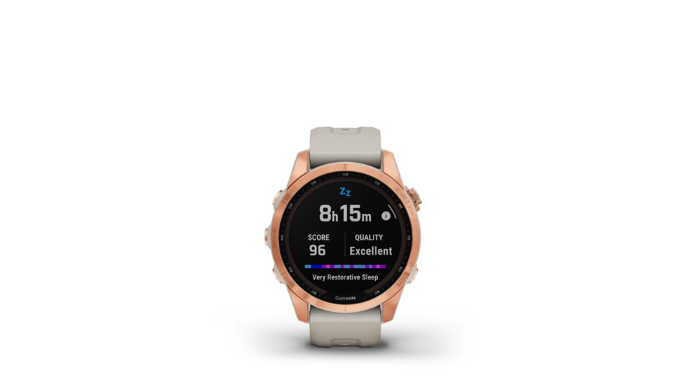 Garmin Fenix7S Solar Watch, Rose Gold Case, Light Sand Band, 010-02539-10