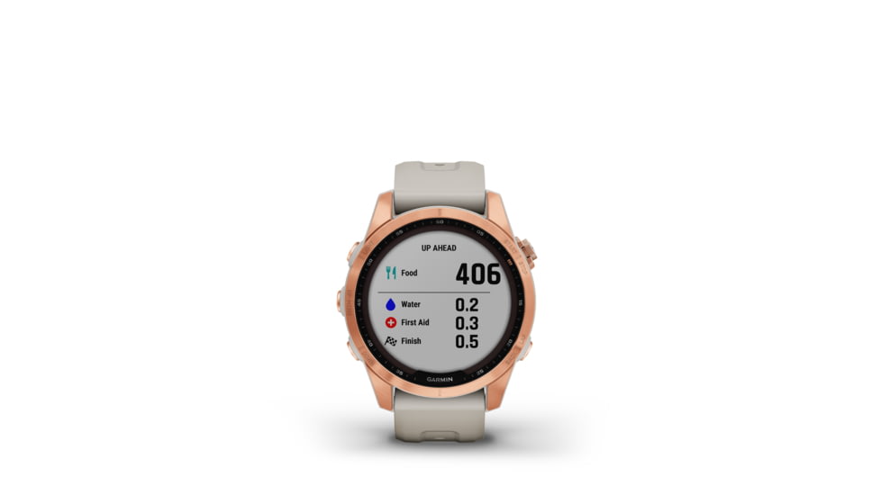 Garmin Fenix7S Solar Watch, Rose Gold Case, Light Sand Band, 010-02539-10