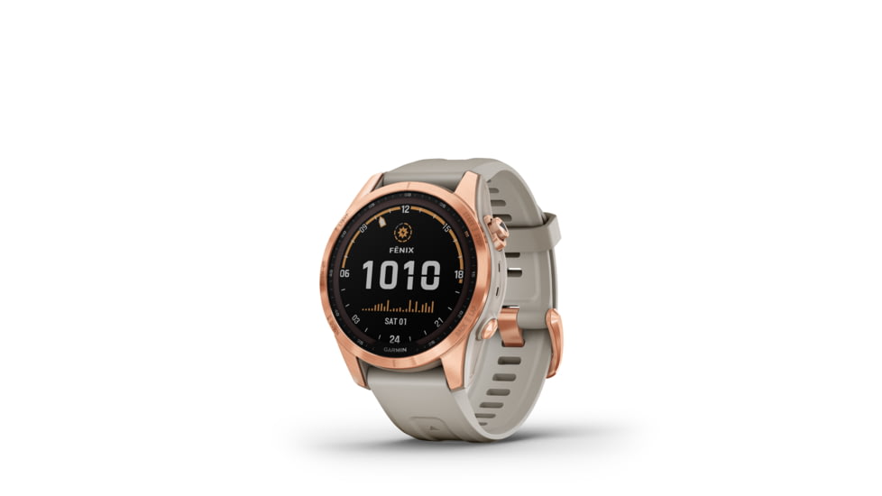 Garmin Fenix7S Solar Watch, Rose Gold Case, Light Sand Band, 010-02539-10