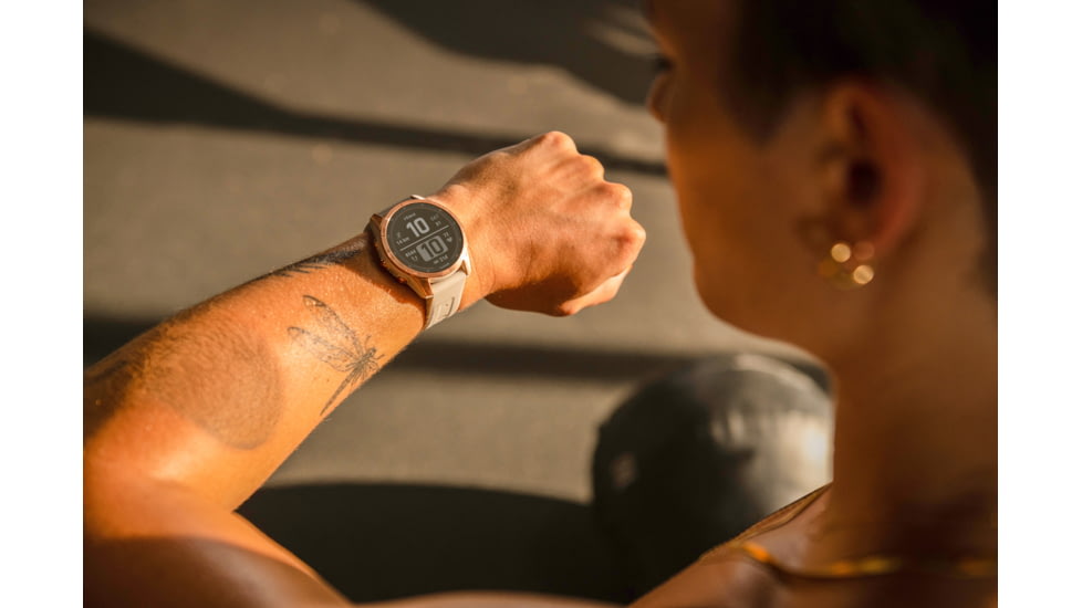 Garmin Fenix7S Solar Watch, Rose Gold Case, Light Sand Band, 010-02539-10