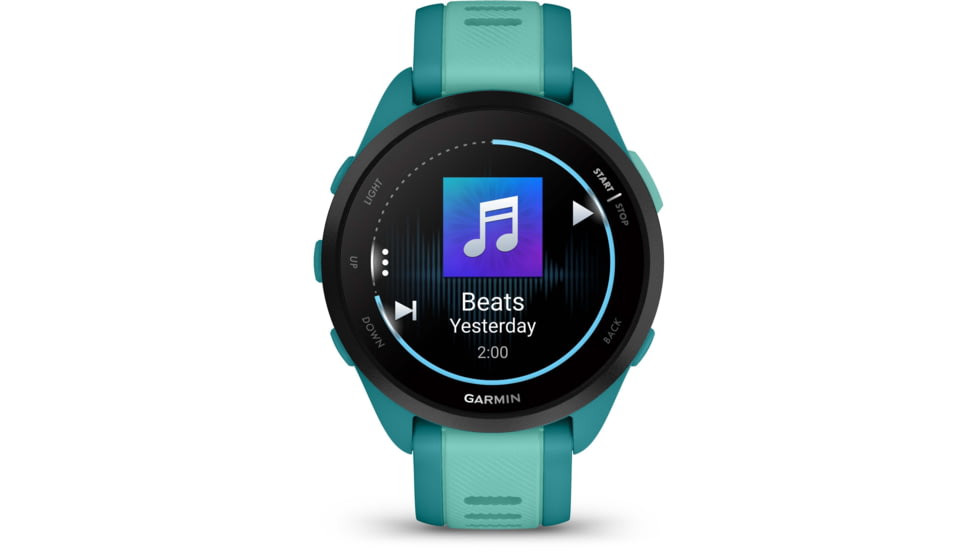 Garmin Forerunner 165 Music 43mm Watch, Turquoise/Aqua, 010-02863-32
