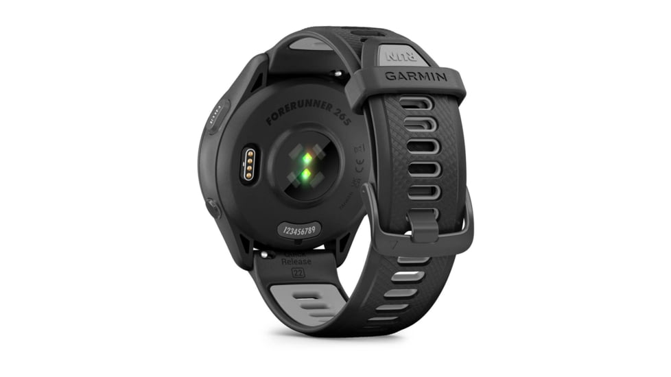 Garmin Forerunner 265 Watch, Black Bezel and Case w/ Black/Powder Gray Silicone Band, 010-02810-00