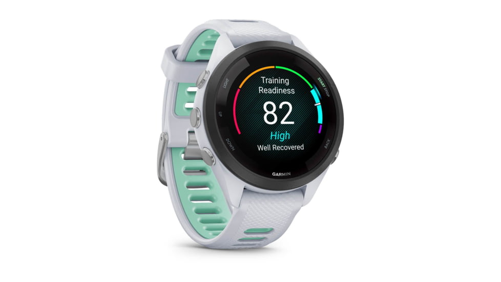 Garmin Forerunner 265S Watch, Black Bezel w/ Whitestone Case and Whitestone/Neo Tropic Silicone Band, 010-02810-04