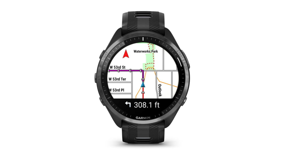 Garmin Forerunner 965 Watch, Carbon Gray DLC Titanium Bezel w/ Black Case and Black/Powder Gray Silicone Band, 010-02809-00