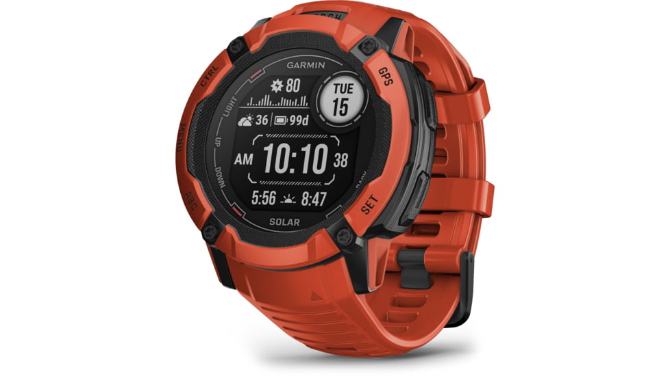 Garmin Instinct 2X Solar Watch, Flame Red, 010-02805-11
