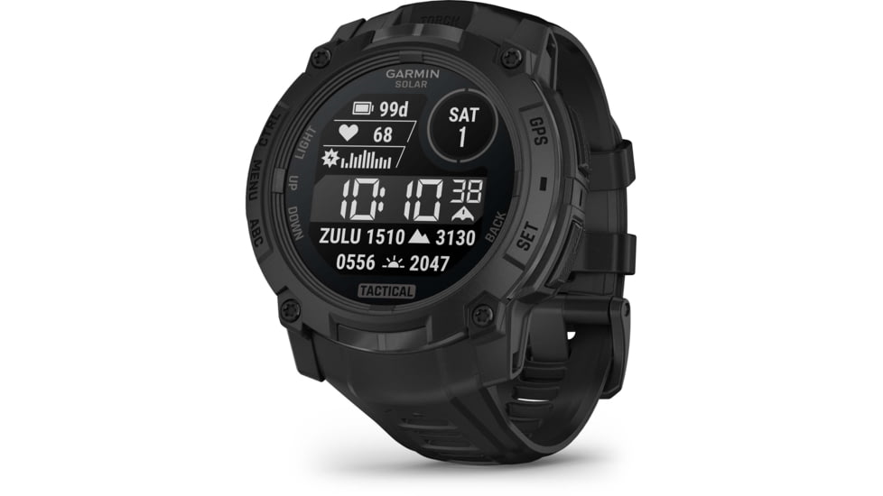 Garmin Instinct 3 Solar Tactical Watch, Black, 50mm, Polymer/Aluminum, Black, Silicone, 010-02935-50