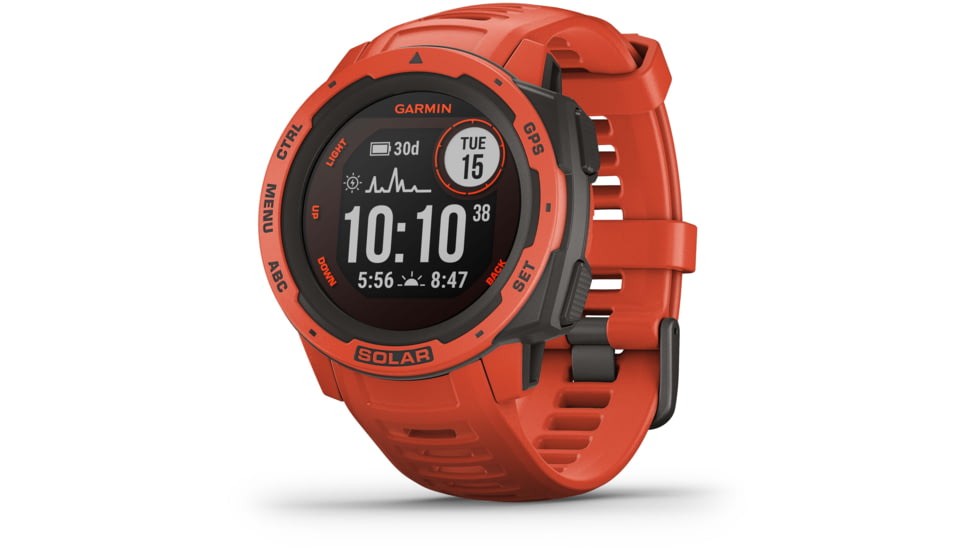 Garmin Instinct Solar Watch, Flame Red, 010-02293-21