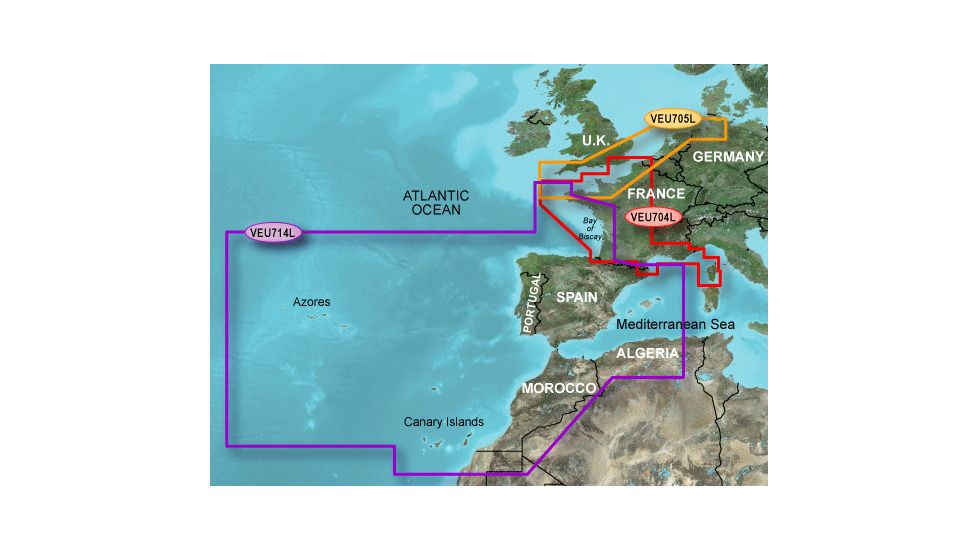 Garmin On The Water GPS Cartography BlueChart g2 Vision: Europe South Atlantic Coast Large Map w/ Free S&amp;H