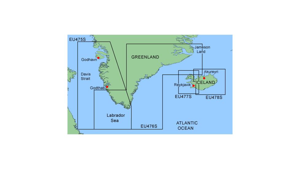 Garmin On The Water GPS Cartography BlueChart: Greenland / Iceland Small Map w/ Free S&amp;H