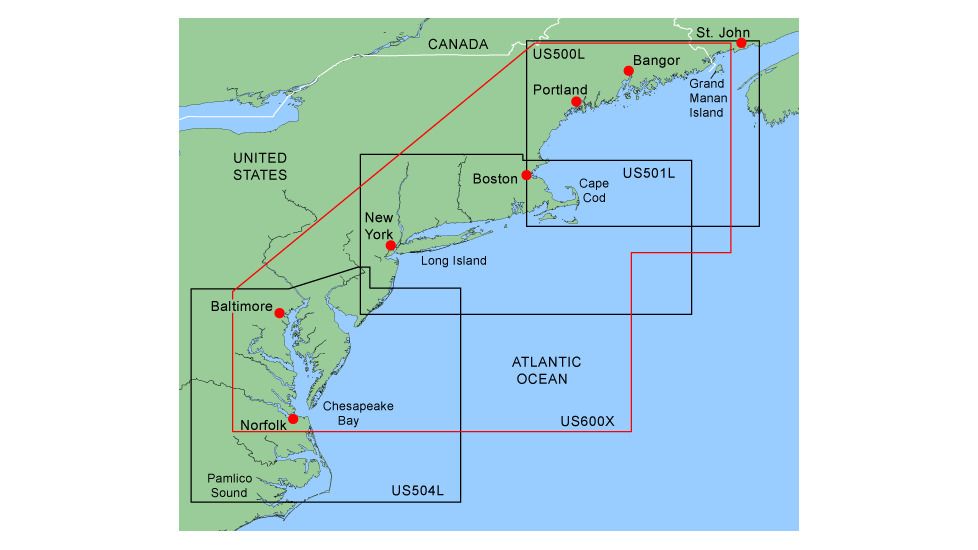 Garmin On The Water GPS Cartography BlueChart: Northeast Coast Large &amp; Extra Large Map w/ Free S&amp;H