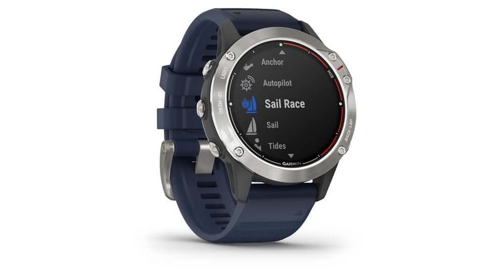 Garmin Quatix 6 Watch 47mm, w/Captain Blue Band, Gray, 010-02158-90