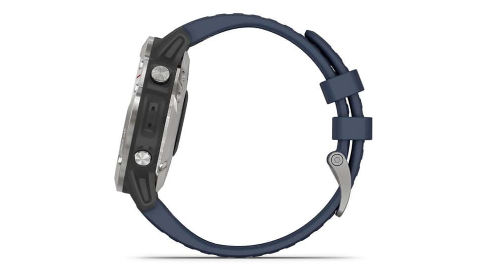 Garmin Quatix 6 Watch 47mm, w/Captain Blue Band, Gray, 010-02158-90
