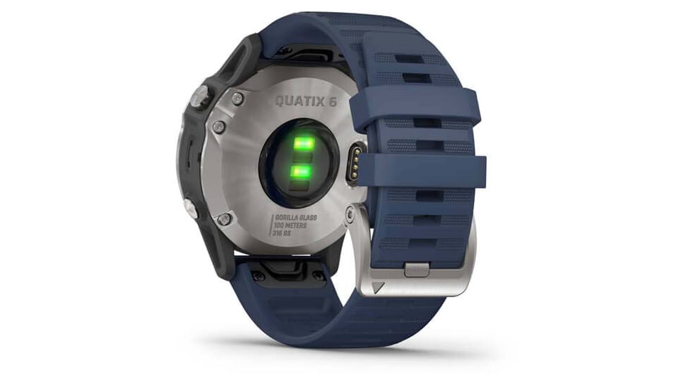 Garmin Quatix 6 Watch 47mm, w/Captain Blue Band, Gray, 010-02158-90