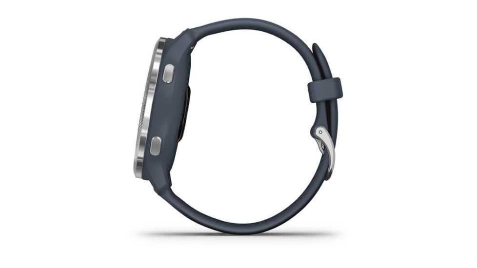 Garmin Venu 2 Watch, Silver Stainless Steel Bezel with Granite Blue Case and Silicone Band, Silver/Blue Granite, 010-02430-00