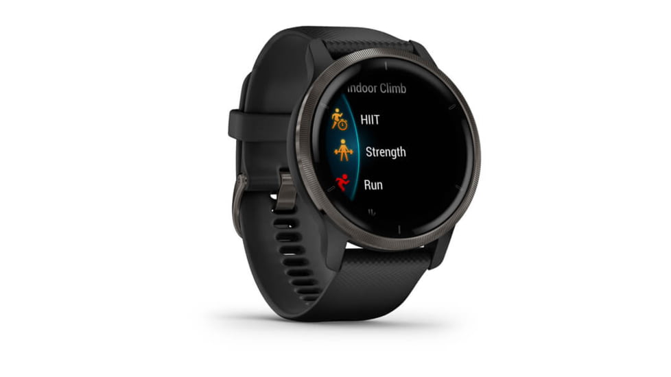 Garmin Venu 2 Watch, Slate Stainless Steel Bezel with Black Case and Silicone Band, Slate/Black, 010-02430-01