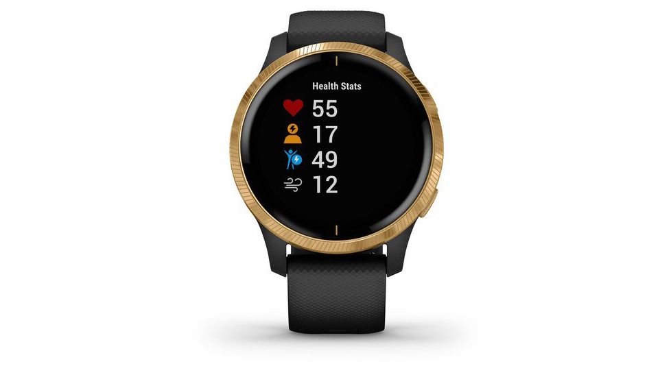 Garmin Venu GPS Smartwatch, Black/Gold, 010-02173-31