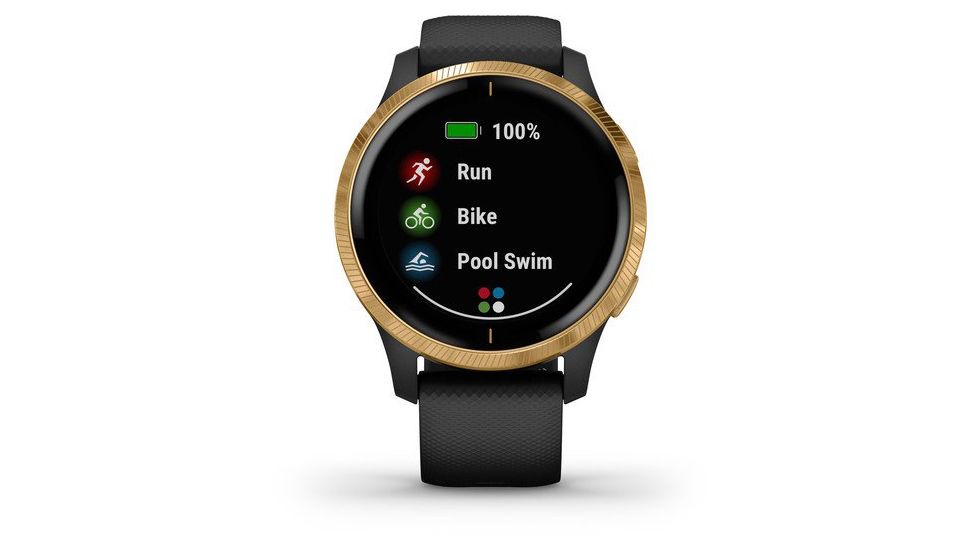 Garmin Venu GPS Smartwatch, Black/Gold, 010-02173-31