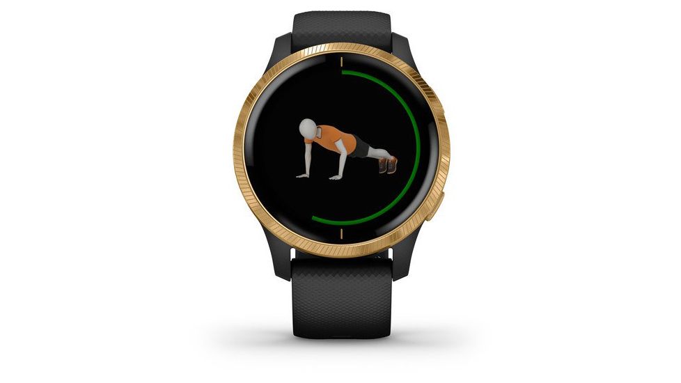 Garmin Venu GPS Smartwatch, Black/Gold, 010-02173-31