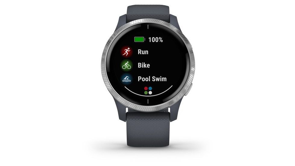 Garmin Venu GPS Smartwatch, Granite Blue/Silver, 010-02173-01