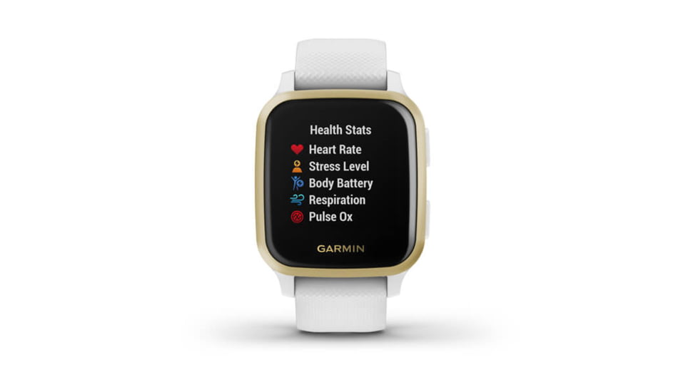 Garmin Venu SQ GPS Smartwatch, Light Gold Aluminum Bezel with White Case and Silicone Band, 010-02427-01