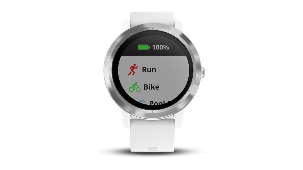 Garmin Vivoactive 3, English Only, Silicone, White/White/Stainless Steel 010-01769-21