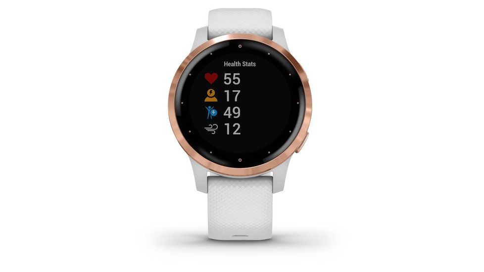Garmin Vivoactive 4S GPS Smartwatch, White/Rose Gold, 010-02172-21