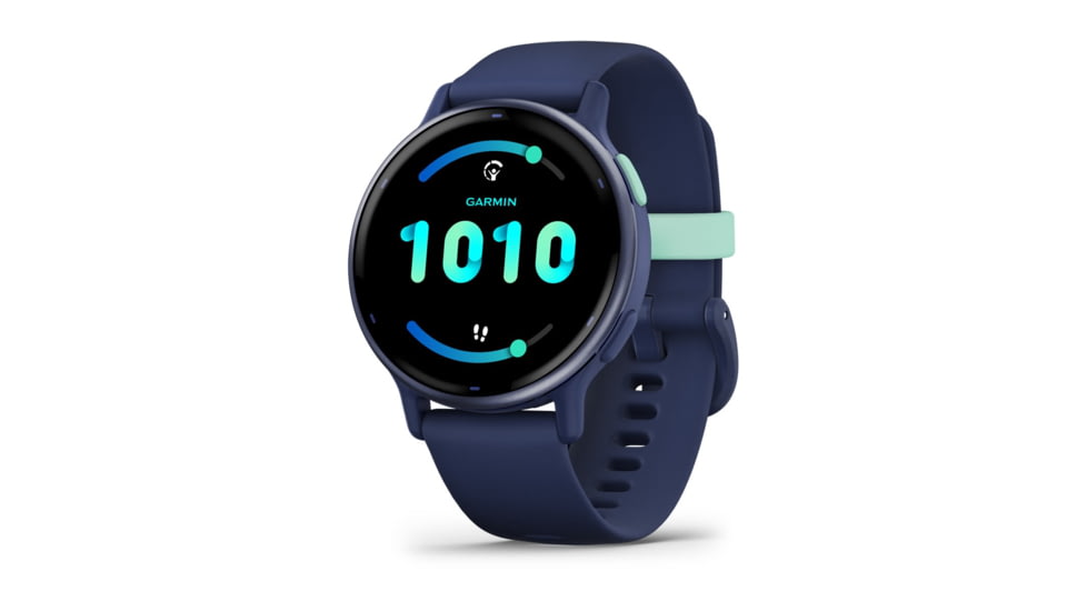 Garmin Vivoactive 5 Watch, Metallic Navy Aluminum Bezel w/ Navy Case and Silicone Band, 010-02862-12