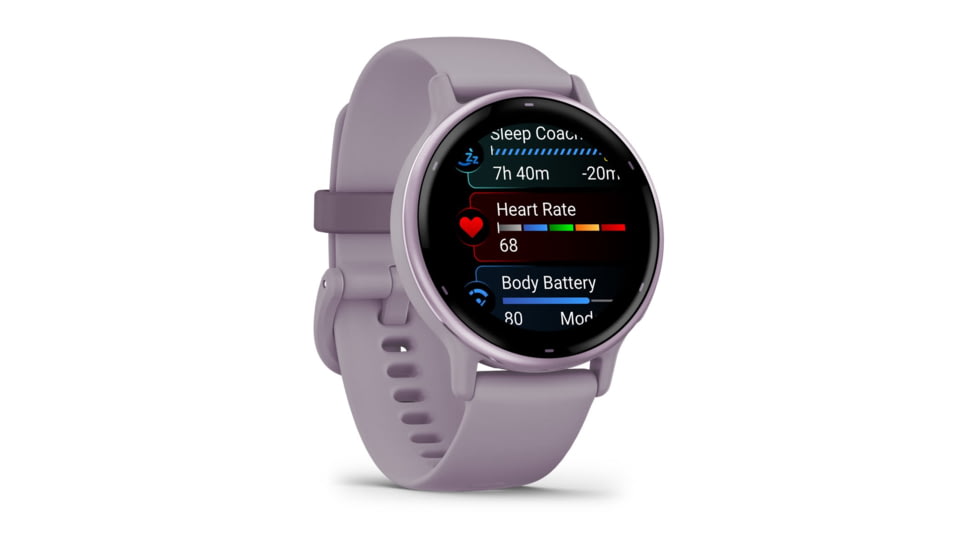 Garmin Vivoactive 5 Watch, Metallic Orchid Aluminum Bezel w/ Orchid Case and Silicone Band, 010-02862-13