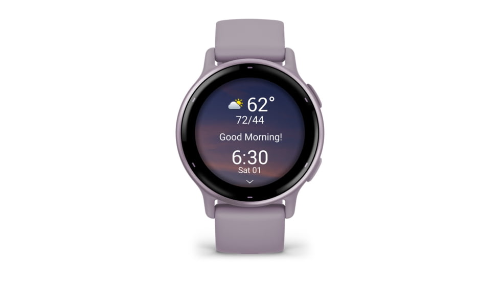 Garmin Vivoactive 5 Watch, Metallic Orchid Aluminum Bezel w/ Orchid Case and Silicone Band, 010-02862-13
