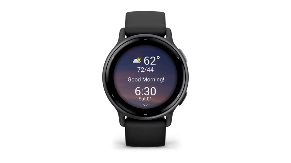 Garmin Vivoactive 5 Watch, Slate Aluminim Bezel w/ Black Case and Silicone Band, 010-02862-10