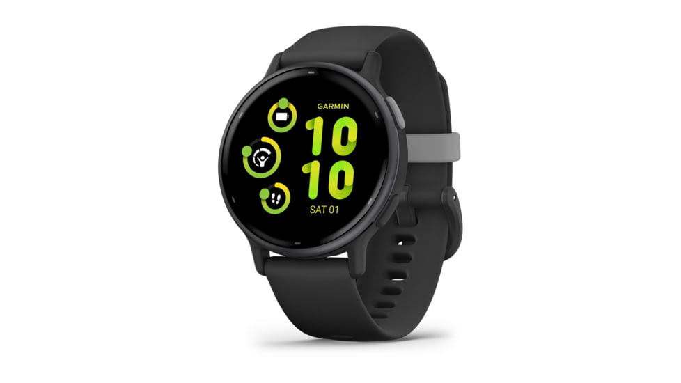 Garmin Vivoactive 5 Watch, Slate Aluminim Bezel w/ Black Case and Silicone Band, 010-02862-10