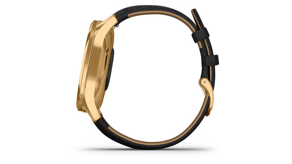 Garmin Vivomove 3 Luxe Hybrid Smartwatch w/Leather Band, 24K Gold/Black, 010-02241-02