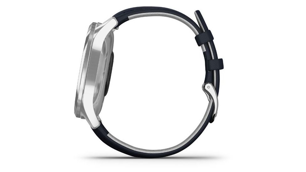 Garmin Vivomove 3 Luxe Hybrid Smartwatch w/Leather Band, Navy/Silver, 010-02241-00