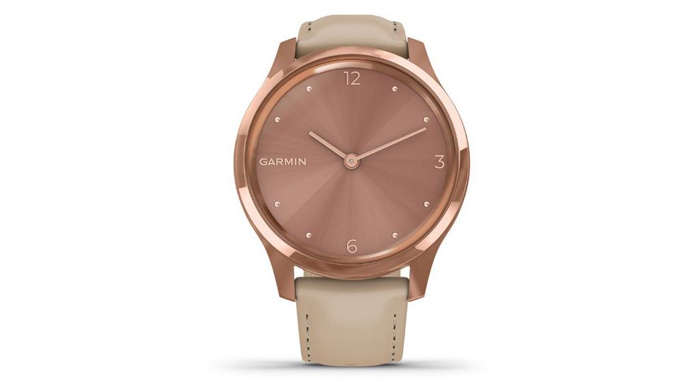Garmin Vivomove 3 Luxe Hybrid Smartwatch w/Leather Band, Rose Gold/Light Sand, 010-02241-01