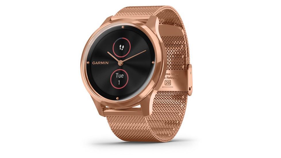 Garmin Vivomove 3 Luxe Hybrid Smartwatch w/Milanese Band, 18K Rose Gold/Black, 010-02241-04