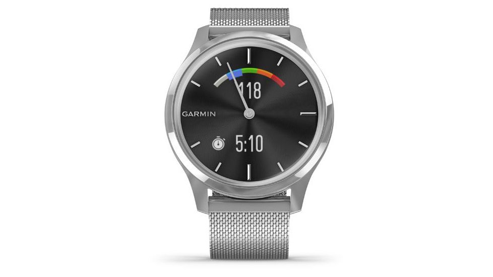 Garmin Vivomove 3 Luxe Hybrid Smartwatch w/Milanese Band, Silver/Black, 010-02241-03