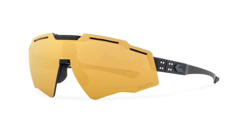 Gatorz Blastshield B2 Sunglasses, Black, Matte Black Logo, MilSpec Ballistic, Rose, Gold Mirror w/ Anti-Fog, ANSI Z87.1, Black, One Size, 841235127182