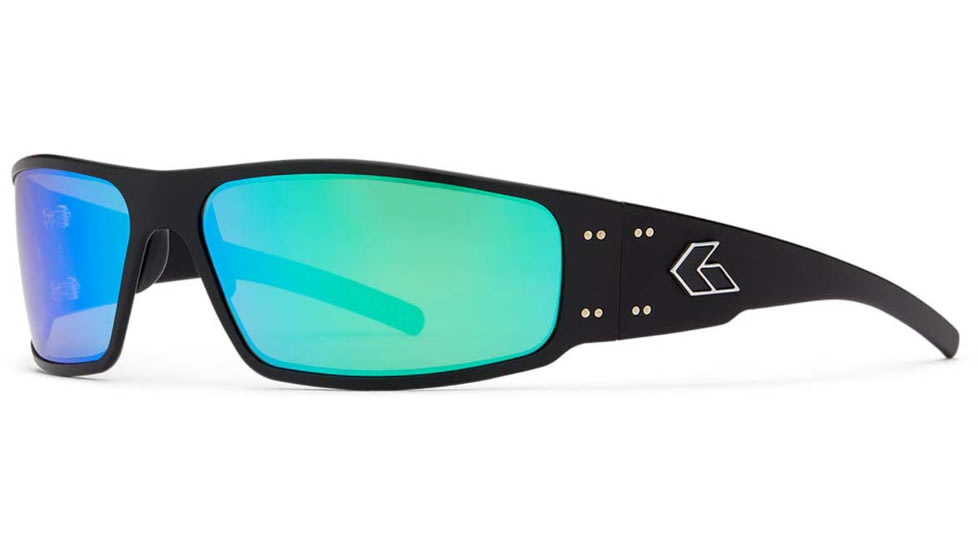 Gatorz Magnum Sunglasses, Black Frame, Brown Polarized w/Green Mirror Lens, GZ-01-023