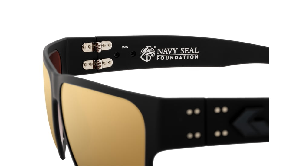 Gatorz Navy SEAL Foundation Delta Sunglasses, Black Frame with Black Logo, Rose Polarized Lens with Gold Mirror, GZ-50-089