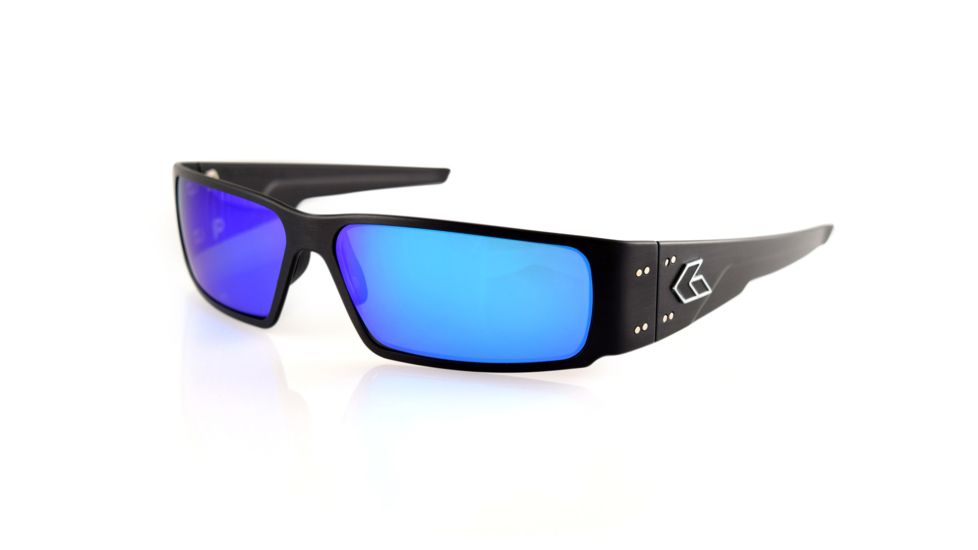 Gatorz OCTANE Sunglasses, Black Frame, Smoked Polarized W/Blue Mirror Lens, Polarized, OCTBLK01P-B