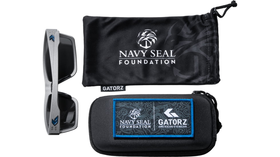 Gatorz Sentix Navy Seal Foundation Glasses w/NSF Blue Logo, Gunmetal, 841235129858