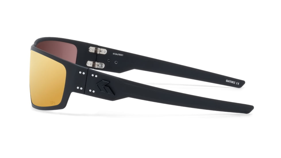 Gatorz Warhawk Sunglasses, Black, Matte Black Logo, Digitally Optimized Polarized OPz Gold Mirror, Black, One Size, 841235127328