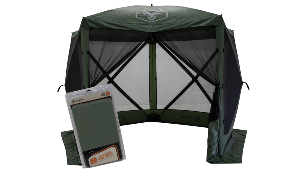 Gazelle G5 5-Sided Portable Gazebo, Pop-Up Hub Screen Tent with 3 free Wind Panels, Alpine Green, 4-Person, GK909